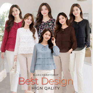 เสื้อชีฟองเนื้อทราย มีซับใน ขนมชั้น สวยหมือนสั่งตัด มีไซส์รอบอก38-46 นิ้ว Brand Bluecherry แบรนด์คนไทย