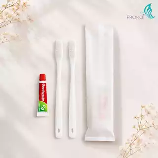 PRAKAIVANICH แปรงสีฟันx2ด้าม ยาสีฟัน 5g【ลังละ 50 เซ็ท】 ของใช้ในโรงแรม Toothbrush/Dental Kit