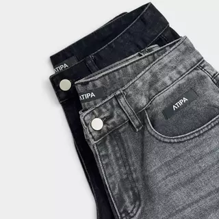 Atipashop - Easton Straight Jeans (#A059) | กางเกงยีนส์เอวต่ำ ทรงขาตรง ดีไซน์เรียบคลาสสิก