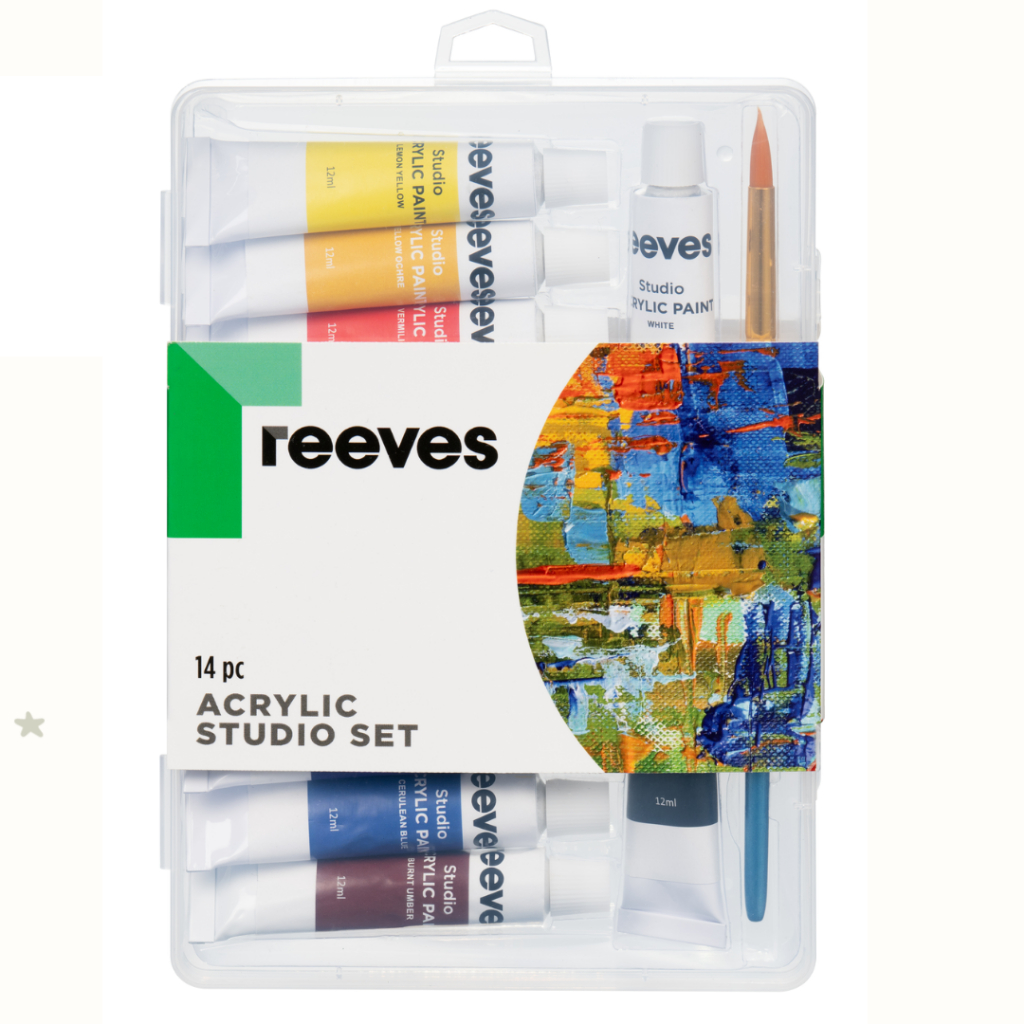 Reeves  ชุดสีอะคริลิค Reeves Acrylic Studio Set ขนาด 14 ชิ้น กล่องพลาสติกสำหรับพกพา