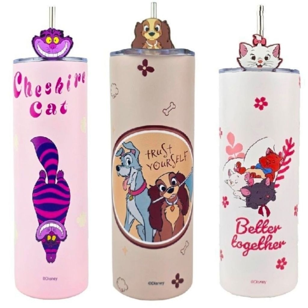พร้อมส่ง แก้วสแตนเลส Lady and tramp,cheshire และ marie ขนาด600ml