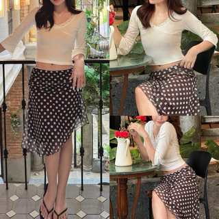 SEPTEMBER ME -Coco Dot Skirt กระโปรงดีไซน์ชายเฉียง