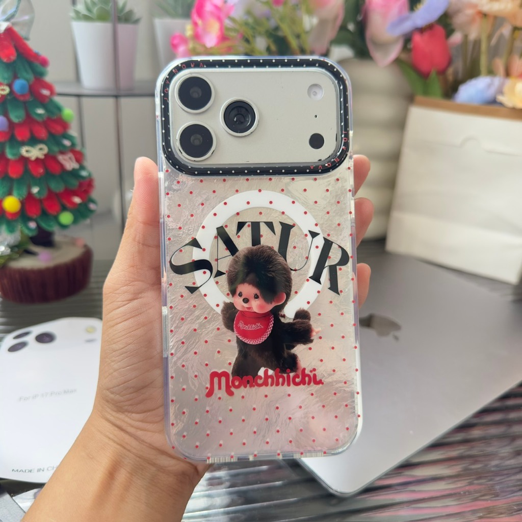 AD348 CASE เคสม่อนชิชิ พื้นหลังโฮโลแกรม งานสกรีนลายเส้นคมกริบ สินค้าส่งจากไทย