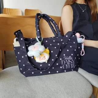 Hello Daisy- Brownie bag สะพายครอสได้ สีดำ-ชมพู กระเป๋าแบรนด์ไทยสายสะพายนุ่มนิ่ม