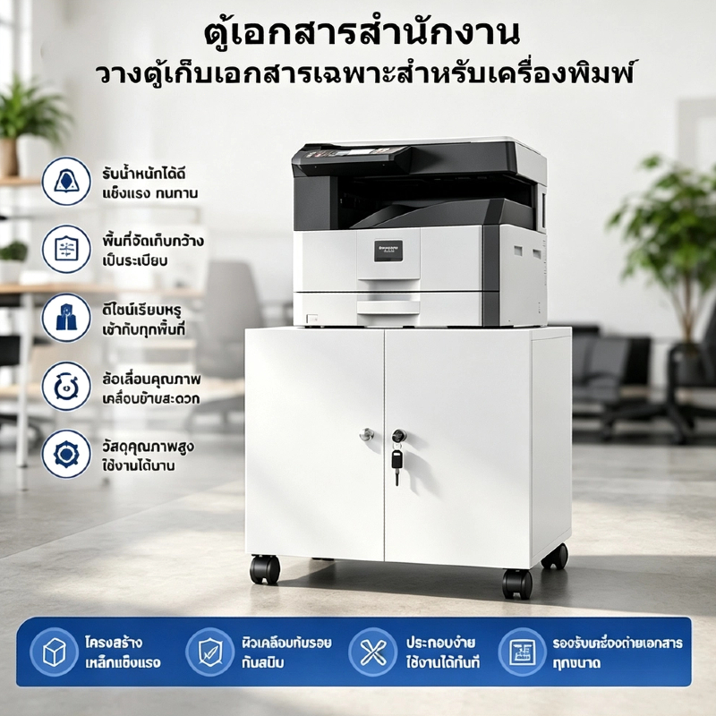 ตู้เก็บเครื่องพิมพ์สำนักงาน ตู้วางเครื่องถ่ายเอกสาร A3 ตู้เก็บเอกสารเคลื่อนที่แบบมีล้อ ตู้ฐานเครื่อง