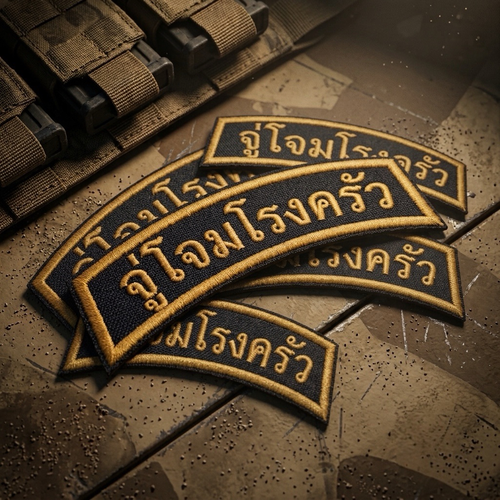 อาร์มปัก จู่โจมโรงครัว แบบเย็บติด / ตีนตุ๊กแก อาร์มปักผ้า