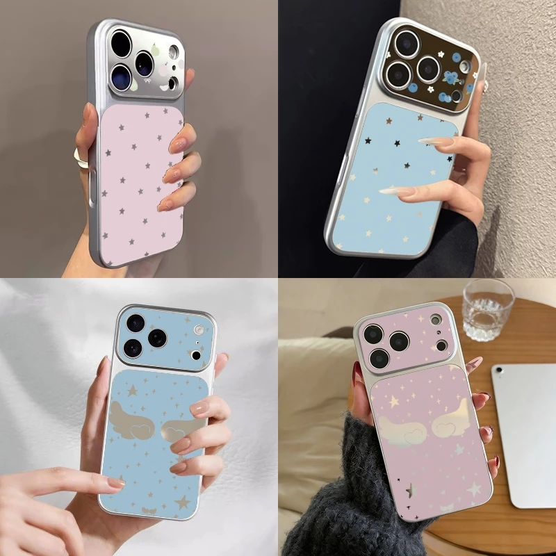 เหมาะสำหรับ IPhone 17 16 15 14 12 11 13 air XR X XS Max 14 15 16 Plus 16pro 17 ProMAX เคสโทรศัพท์ลายดาวและปีกนางฟ้า