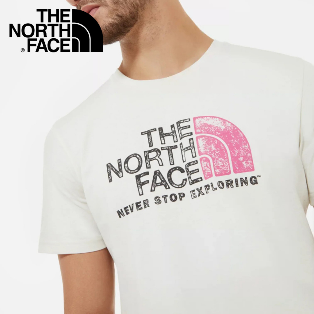 The North Face เสื้อยืด Rust 2 สีVintage White (S รอบอก 37") (มือ2) ของแท้