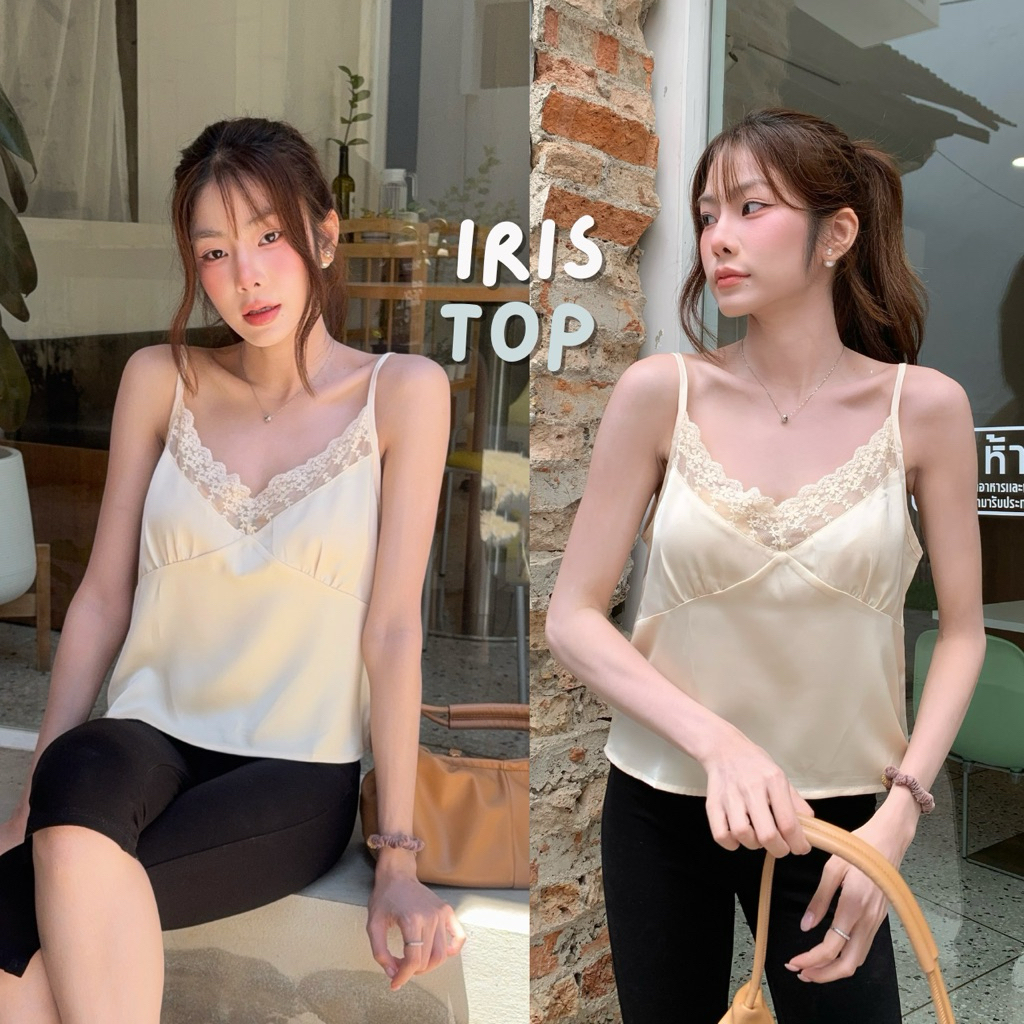Iris Top — สายเดี่ยวลูกไม้ซาตินสุดแกรม พร้อมดีเทลลูกไม้ช่วงอกที่เพิ่มความละมุน ✨