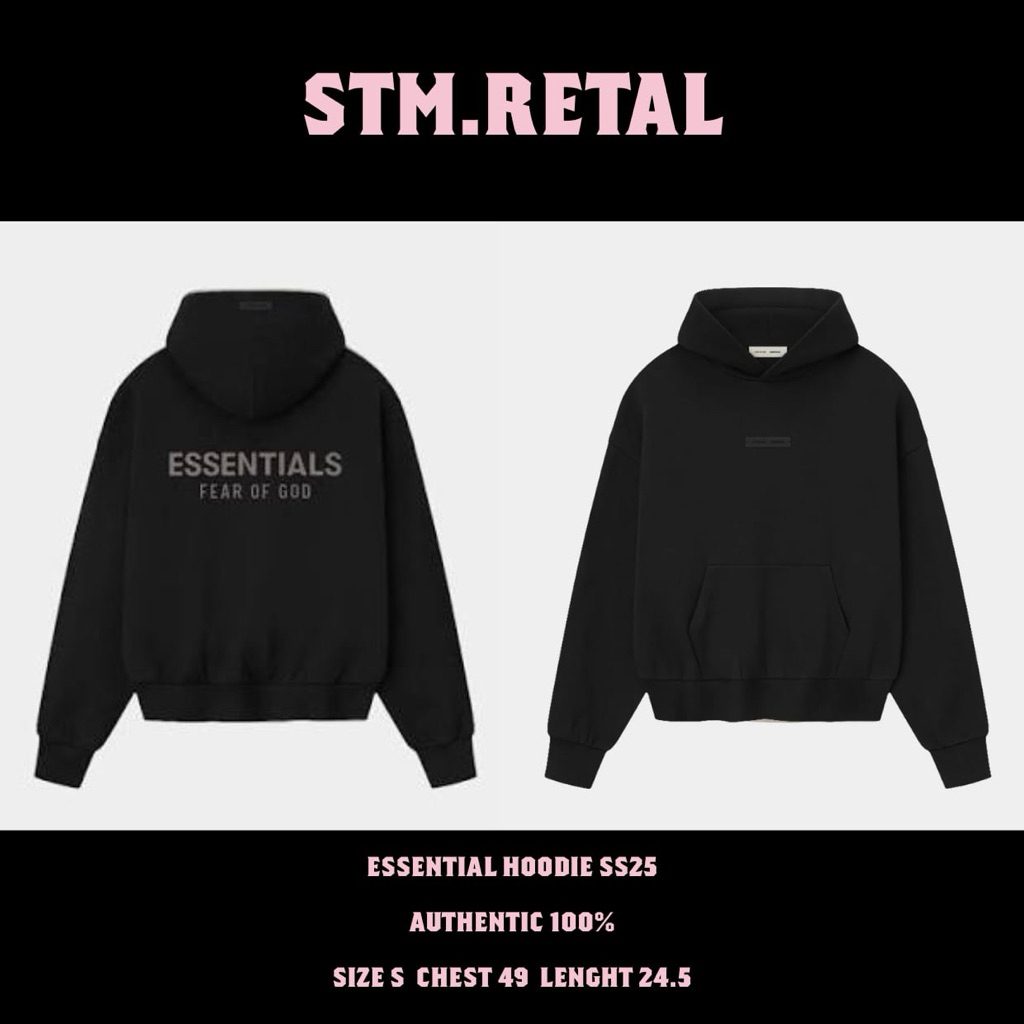 essentials (ss.25)hoodie ของแท้ สี jet black