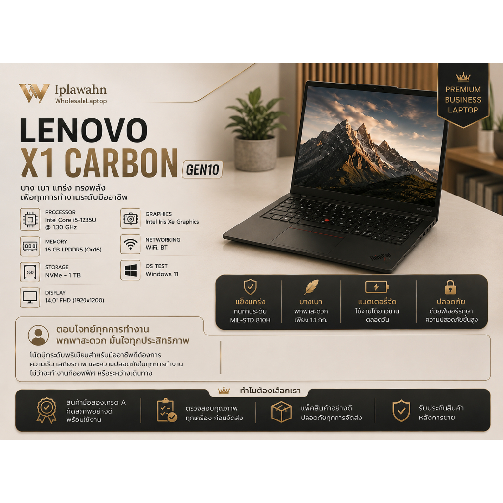 โน๊ตบุ๊ค Lenovo X1 Carbon Gen 10 ราคาถูกจัดส่งในไทย