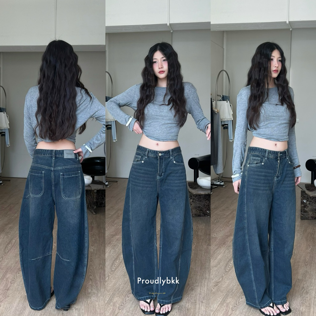 Proudly.bkk - Love jeans กางเกงยีนส์ทรงกระบอก Barrel new
