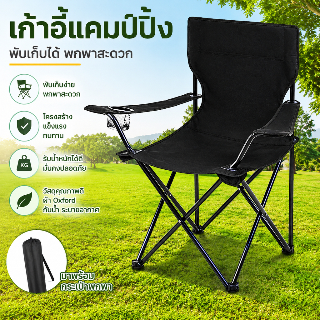 เก้าอี้สนาม Folding Chair เก้าอี้ปิกนิก น้ำหนักเบา