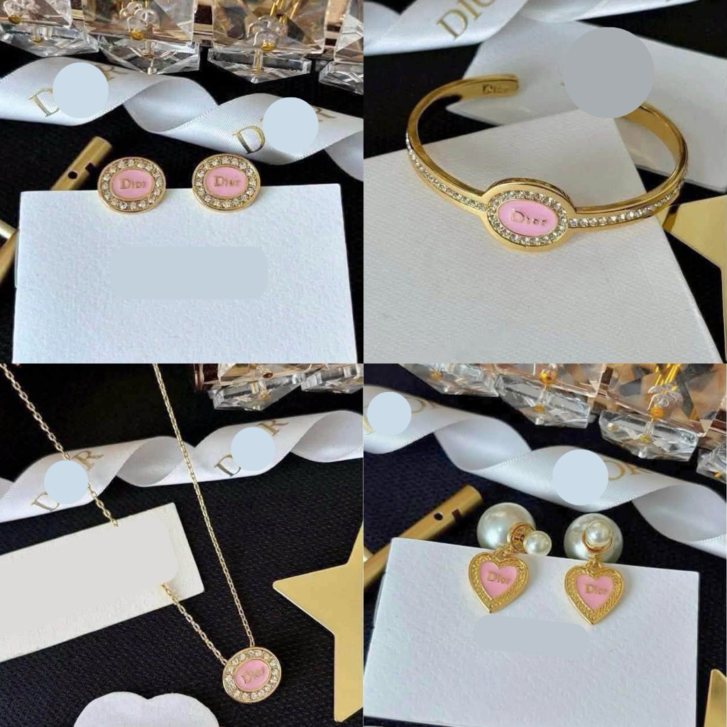 ต่างหูกลม ชมพู 💖🤎PINK EARRINGs NECKLACE