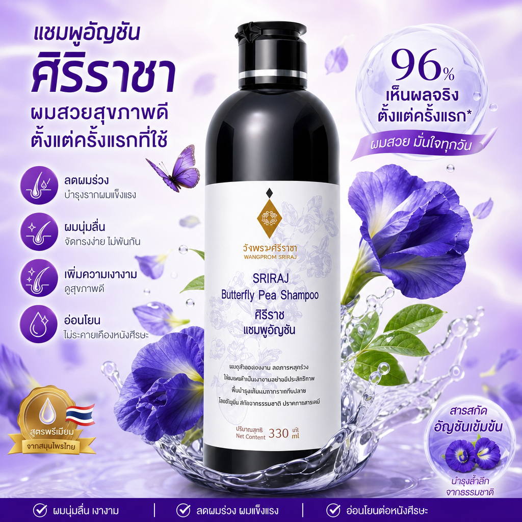 แชมพูอัญชันศิริราช 330 มล. | Siriraj Butterfly Pea Shampoo 330 ml