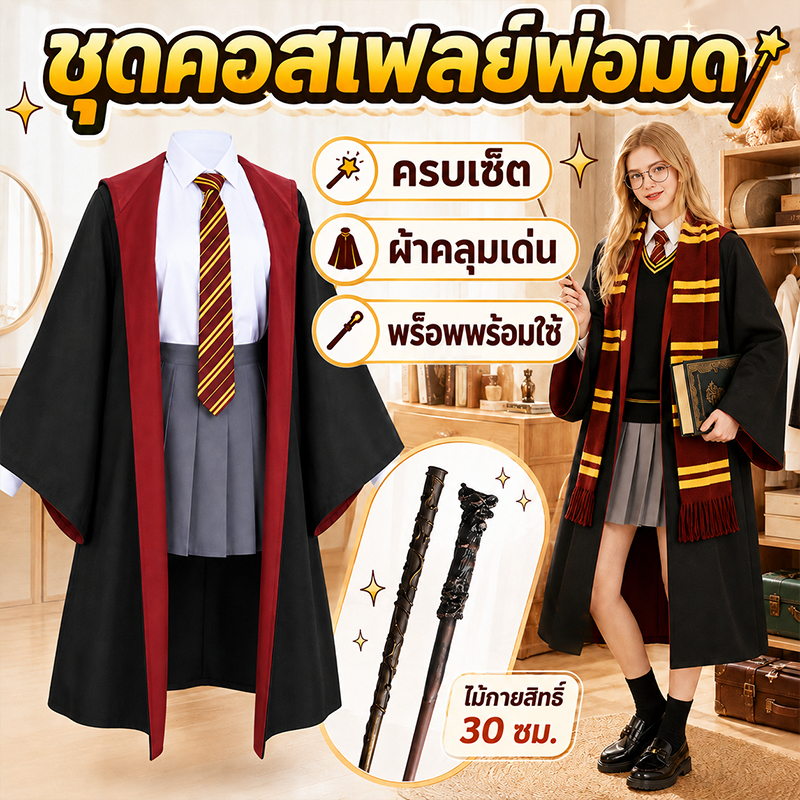 [ถูกที่สุด]เสื้อคลุมแฮรี่ เสื้อคลุม คอสตูมตัวละครปาร์ตี้ฮาโลวีน ส่งไว1-3วันถึง