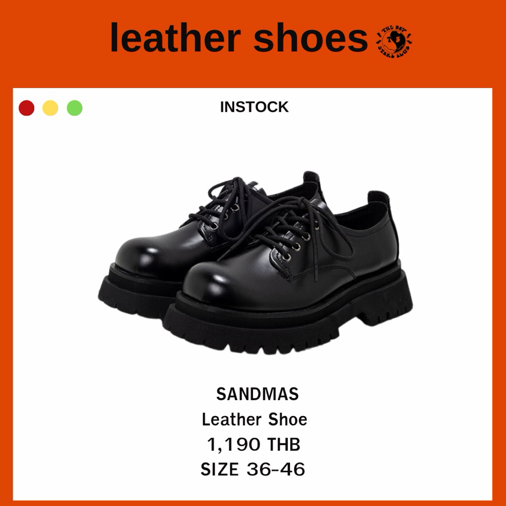 THEBOY-SANDMAS Black Shoe รองเท้าหนังแบบผูกเชือก *โปรดระวังสินค้าลอกเลียนแบบ