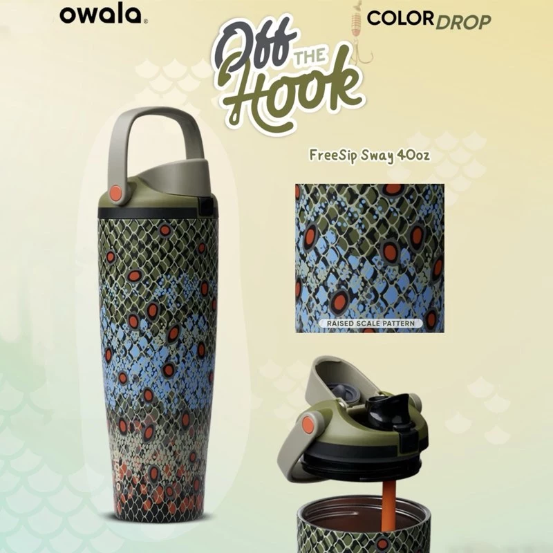 Owala Hook Closure FreeSip Sway 30oz ขวดน้ำเก็บอุณหภูมิ สแตนเลส304 มีหูหิ้ว กันรั่ว BPA Free ใช้ได้ทั้งดูดและจิบ