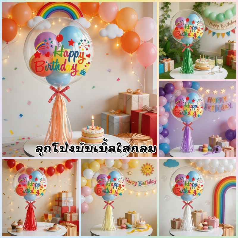 ลูกโป่งบับเบิ้ลใส ขนาด 24 นิ้ว bobo balloon ลูกโป่ง PVC บับเบิ้ล ลูกโป่งฮีเลียมใส สําหรับตกแต่งปาร์ตี้วันเกิด