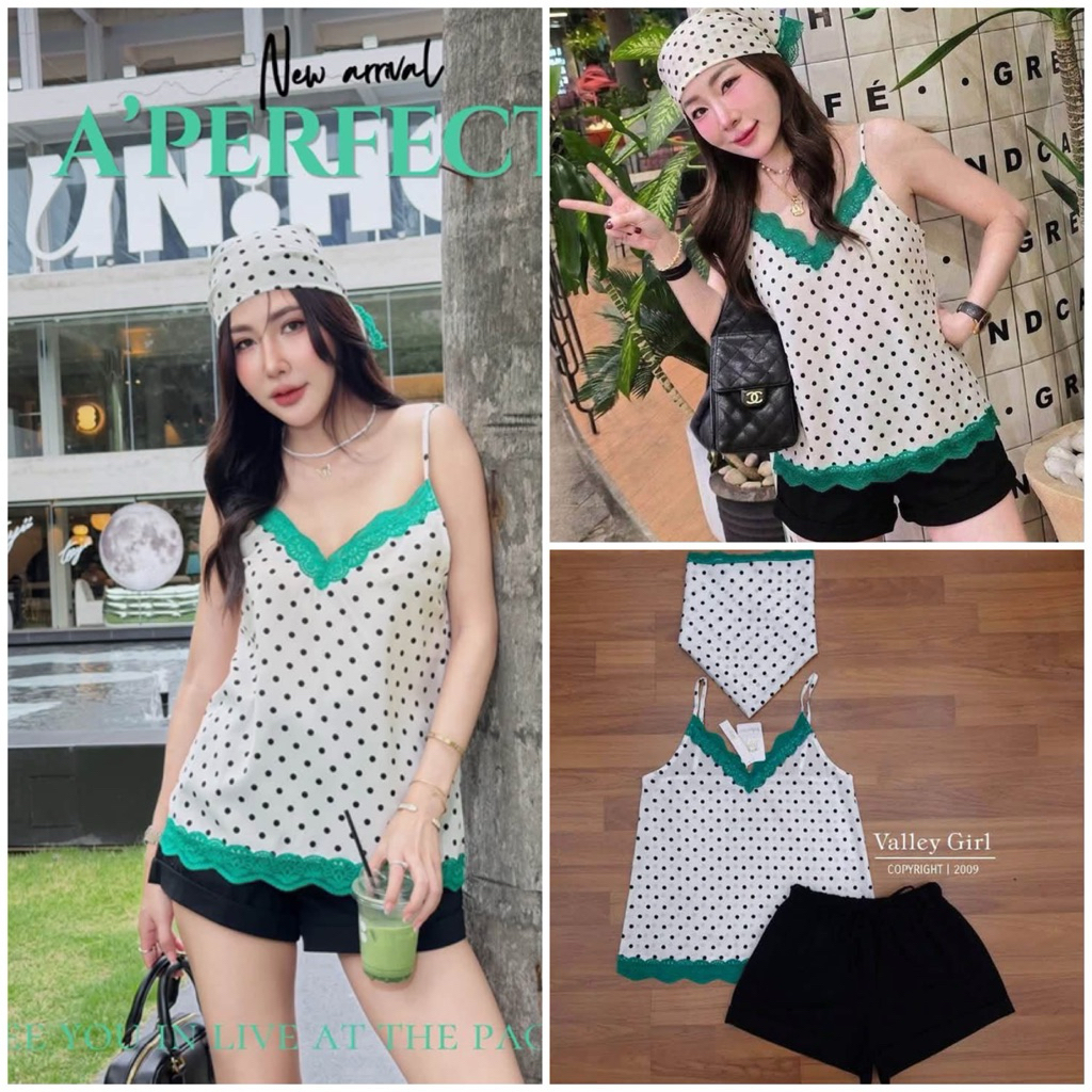 (L)งานเซต เสื้อ กางเกงและผ้า1ผืน size L ป้าย valley girl