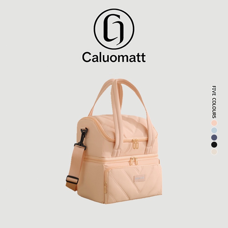 【Caluomatt.TH】กระเป๋าเก็บอาหารสองชั้น กระบอกเก็บความเย็น ผ้ากันน้ำ พกกล่องข้าวไปทำงาน ปิกนิก