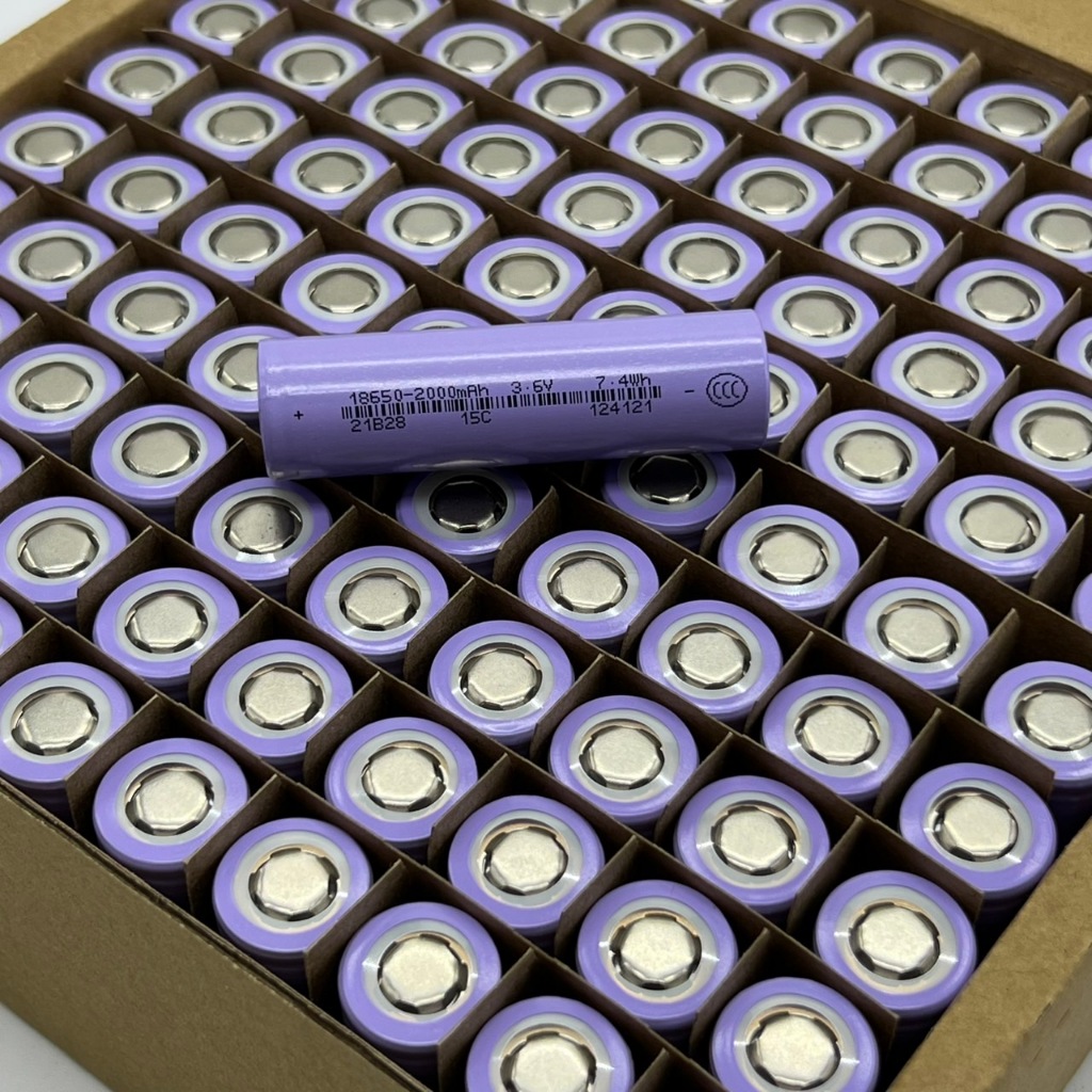 ถ่านชาร์จ 18650 2000mAh 15C li-ion 3.7V หัวแบน สีม่วง แบตเตอรี่อเนกประสงค์ สินค้าพร้อมส่ง ความจุจริง