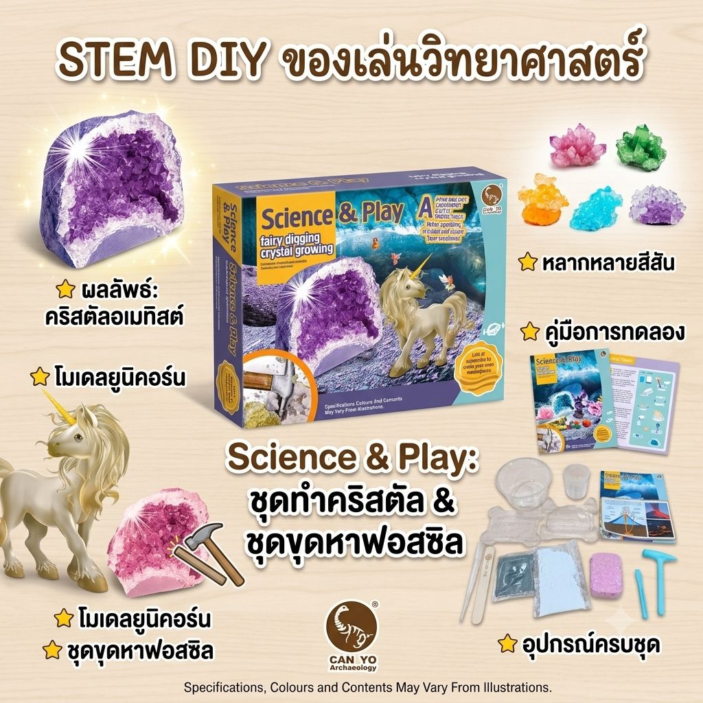 STEM DIY ของเล่นวิทยาศาสตร์ Crystal ชุดทำคริสตัล ชุดขุดหาฟอสซิล