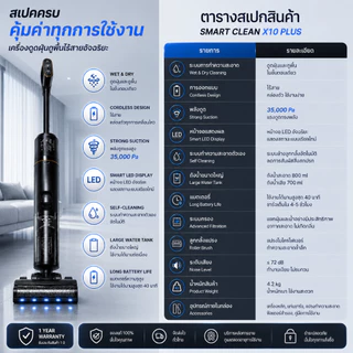 X10 PLUS เครื่องดูดฝุ่นไร้สาย 3IN1 ดูดฝุ่น+ถูพื้น+ดูดน้ำ Wet Dry Vacuum ดูดแรง ไม่พันเส้นผม แบตอึด ใช้ในบ้าน