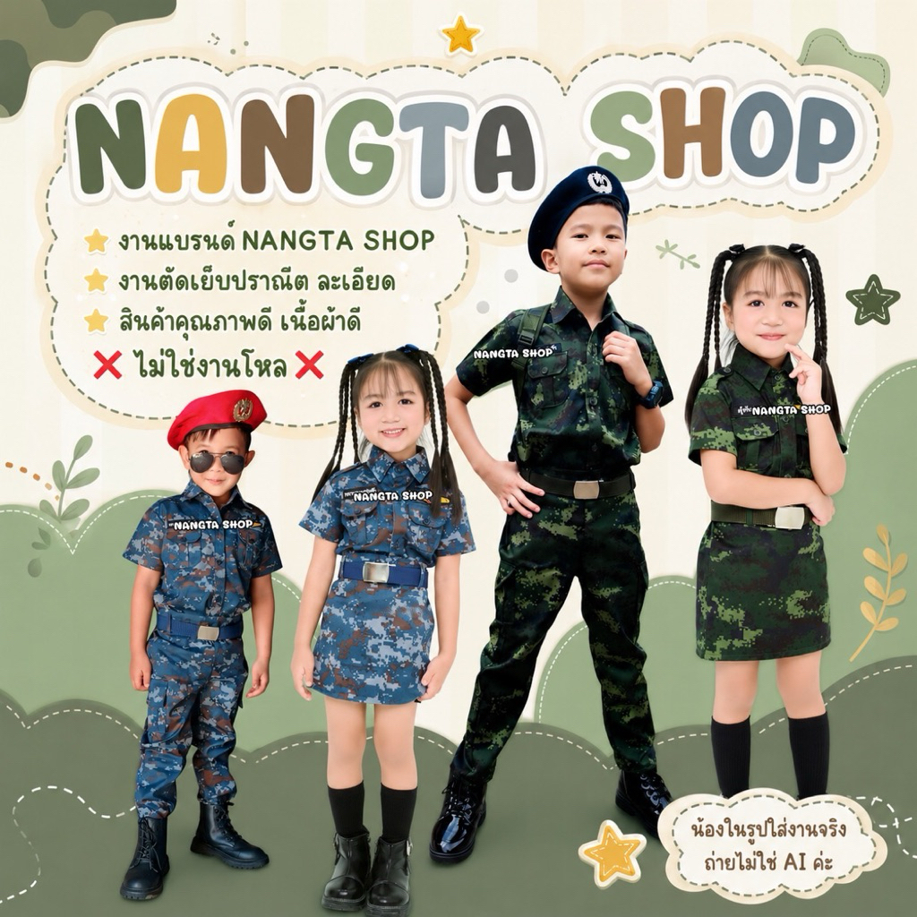 ชุดอาชีพเด็ก ลายพราง ทบ. & ลายพราง ทอ.เด็ก แบรนด์ Nangta Shop สินค้าพร้อมส่ง