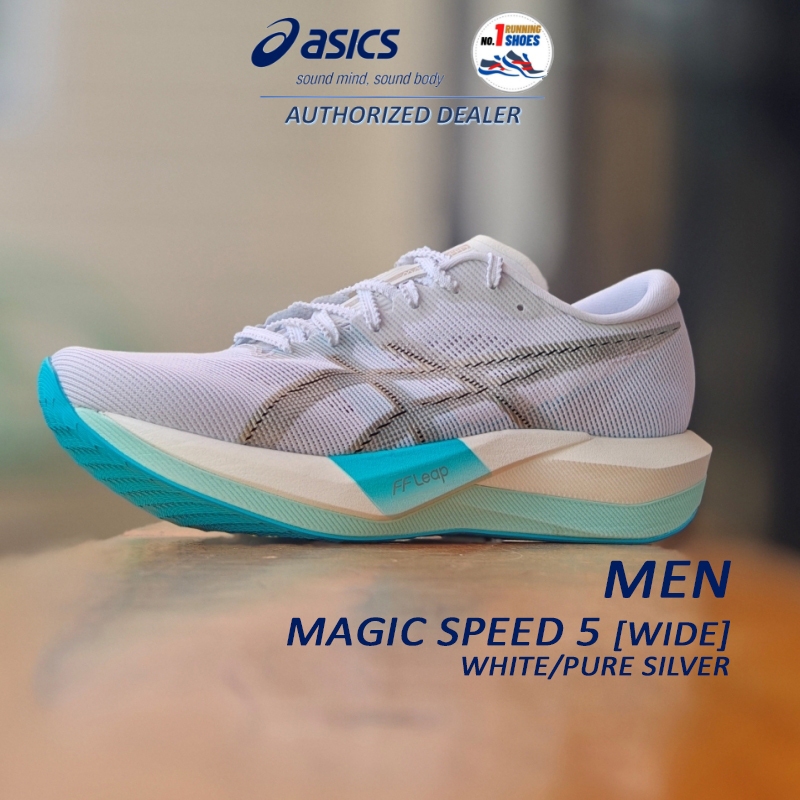 Asics รุ่น Magic Speed 5 wide 1013A184-101 สี White/pure silver, FF LEAP, Full Carbon ของเเท้ 100%