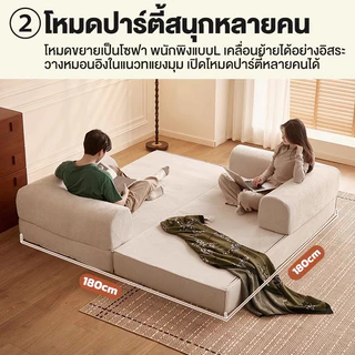 Dreamory โซฟา เตียงโซฟาปรับระดับได้พร้อมหมอน 2 ใบ พร้อมขาตั้งโลหะคงที่ ล้างทำความสะอาดได้ เฟอร์นิเจอร์