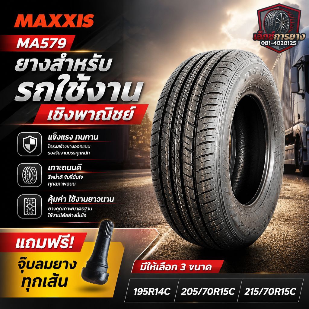 MAXXIS MA579 ยางรถตู้ ยางรถบรรทุกเล็ก Light Commercial 195R14C 205/70R15C 215/70R15C 8PR