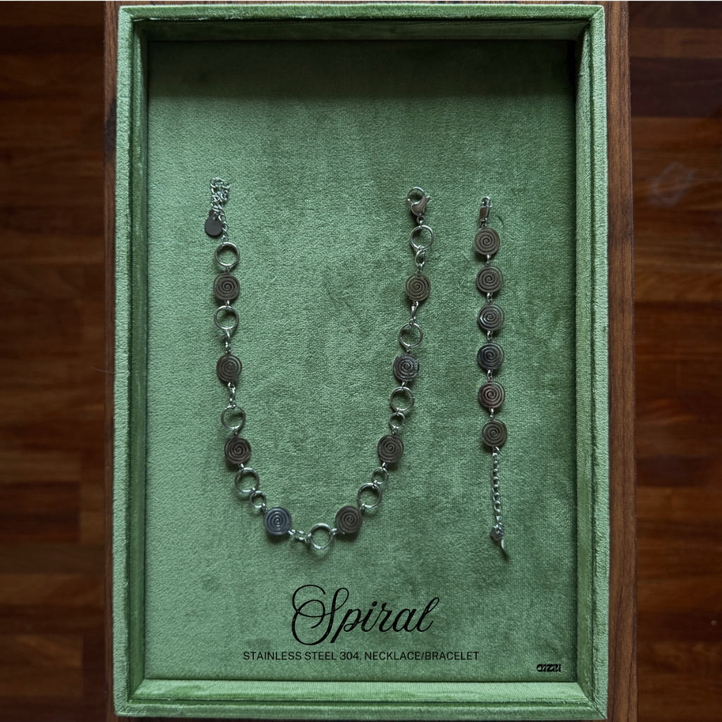 EMAU- SPIRAL COLLECTION Stainless Steel Necklace with Spiral Stainless Pendant สร้อยสแตนเลส กำไลสแตนเลสเครื่องประดับ