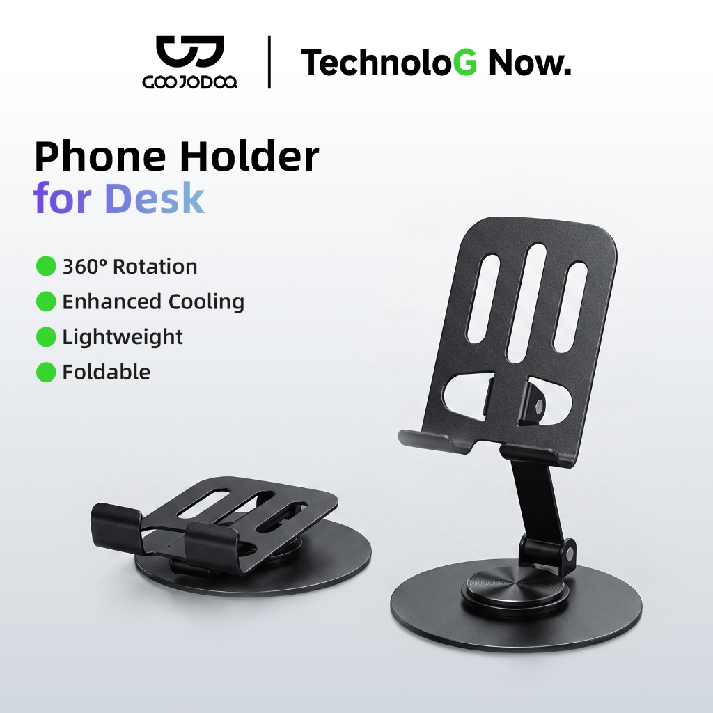 GOOJODOQ ที่วางโทรศัพท์ โลหะ หมุนได้ 360° Phone Holder พับได้และพกพาสะดวก
