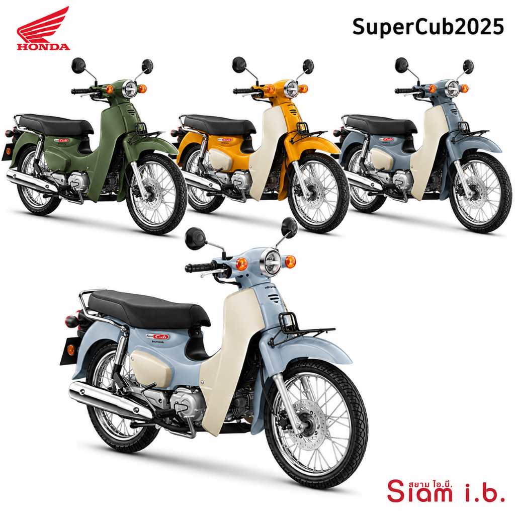 ฮอนด้า Honda Super Cub รถมอเตอร์ไซค์อันเดอร์โบน 124cc เกียร์กึ่งอัตโนมัติ สี Pearl Niltava Blue / Pearl Gray