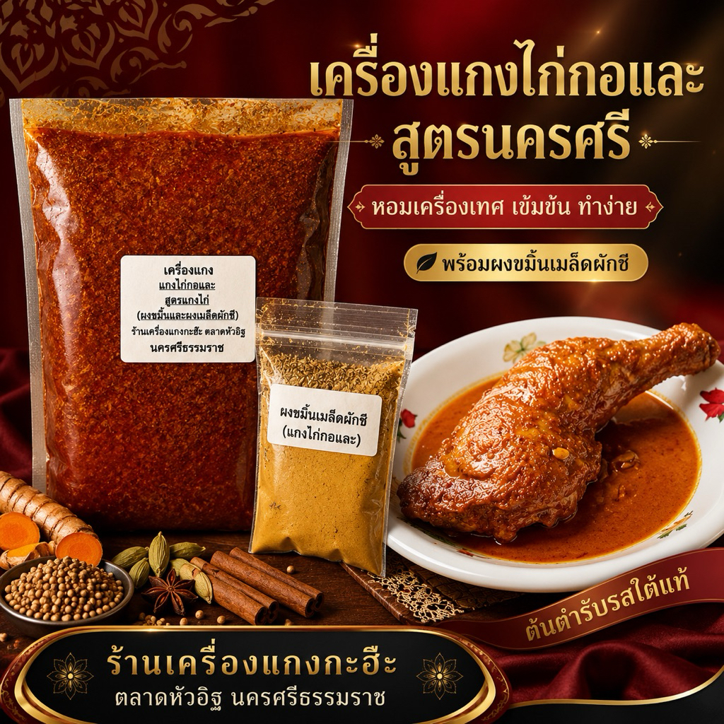 เครื่องแกงไก่กอและ (สูตรไก่ทอด)สูตรมีน้ำแกงขลุกขลิกใช้ไก่ทอด แถมผงหมักไก่ทอดขมิ้นพร้อมสูตรการทำ