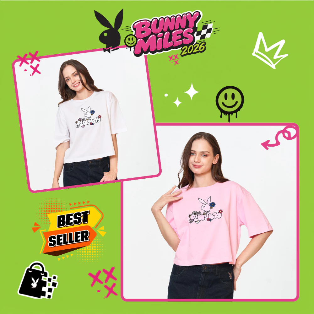 PLAYBOY 06PB เสื้อCROP เสื้อผ้าผู้หญิง/เสื้อ/เสื้อยืดทรงครอบ P1WT265TF020 P1WT265TF036 P1WT269TF008