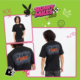 PLAYBOY เสื้อผ้าผู้ชาย/เสื้อ/เสื้อยืดสีดำ รุ่น P1MT269TB020BK