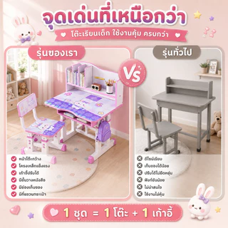 โต๊ะเขียนหนังสือเด็ก โต๊ะเด็ก70/80cm พร้อมเก้าอี้ เหมาะสำหรับเด็ก ปรับความสูงได้ 82-88 cm ของขวัญ