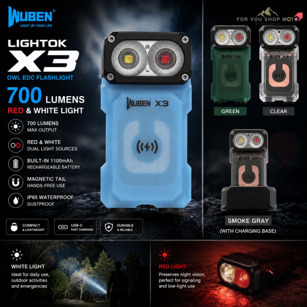 WUBEN Lightok X3 Owl ไฟฉาย EDC พกพา 700 Lumens ไฟขาว+ไฟแดง หัวหมุน 180° ชาร์จไร้สาย ฐานแม่เหล็ก
