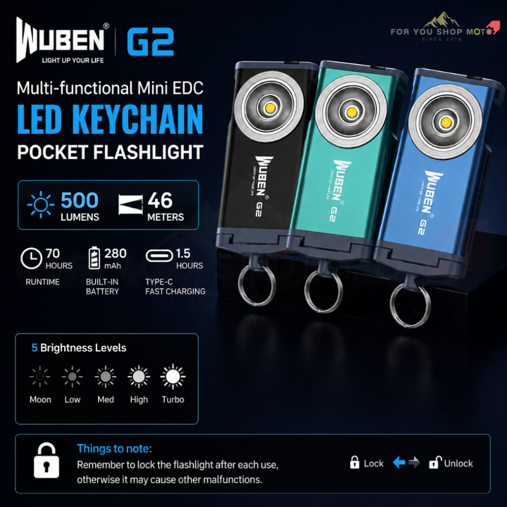 WUBEN G2 ไฟฉายพวงกุญแจ EDC Mini 500 Lumens มีแม่เหล็กในตัว ชาร์จ Type-C น้ำหนักเบาเพียง 28g