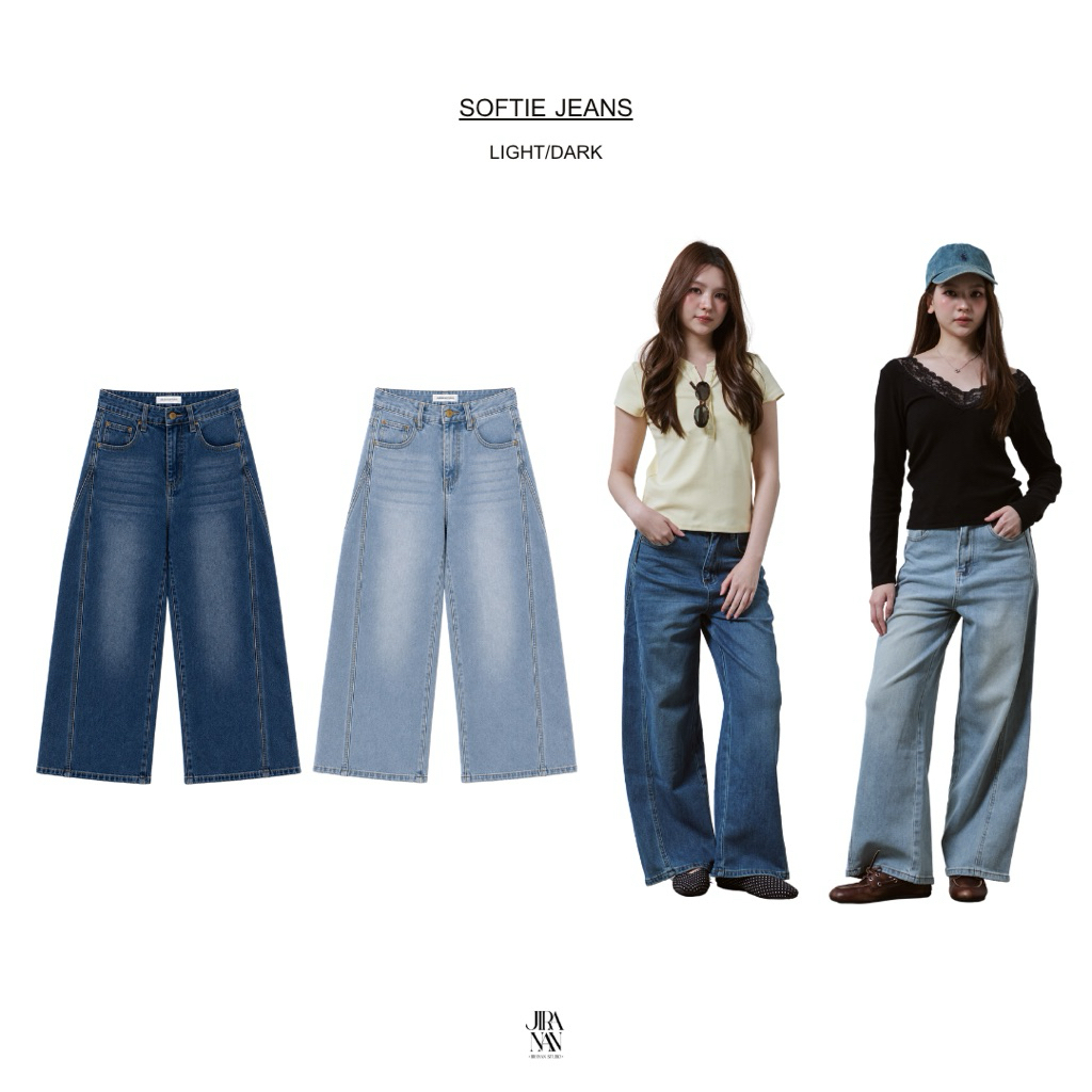 JS1589 - Softie Jeans ขากระบอกผ้ายืด