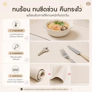 olhome ผ้าปูโต๊ะ สี่เหลี่ยมผืนผ้า กันน้ำและกันเปื้อน วัสดุหนัง ทำความสะอาดง่าย มีสีต่างๆให้เลือก มี 6 ขนาด สีสด