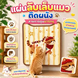 Boqi Factory แผ่นลับเล็บแมวติดผนัง ลายการ์ตูนน่ารัก | แผ่นฝนเล็บแมว กันข่วนเฟอร์นิเจอร์ Cat scratching mat