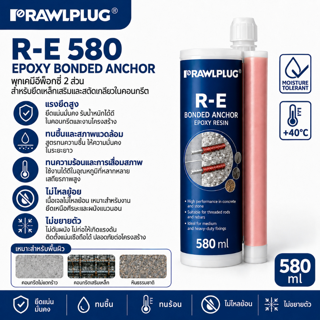 RAWLPLUG E-POXY BONDED ANCHOR 580 ML.