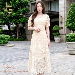 Hot🔥Dress Kimmy ชุดเดรสลูกไม้ยาวทรงเจ้าหญิง โทนเรียบหรู สไตล์ผู้ดี ดูแพง แต่ราคาน่ารัก ใส่ออกงานบุญ สวย มีไซส์ S M L XL