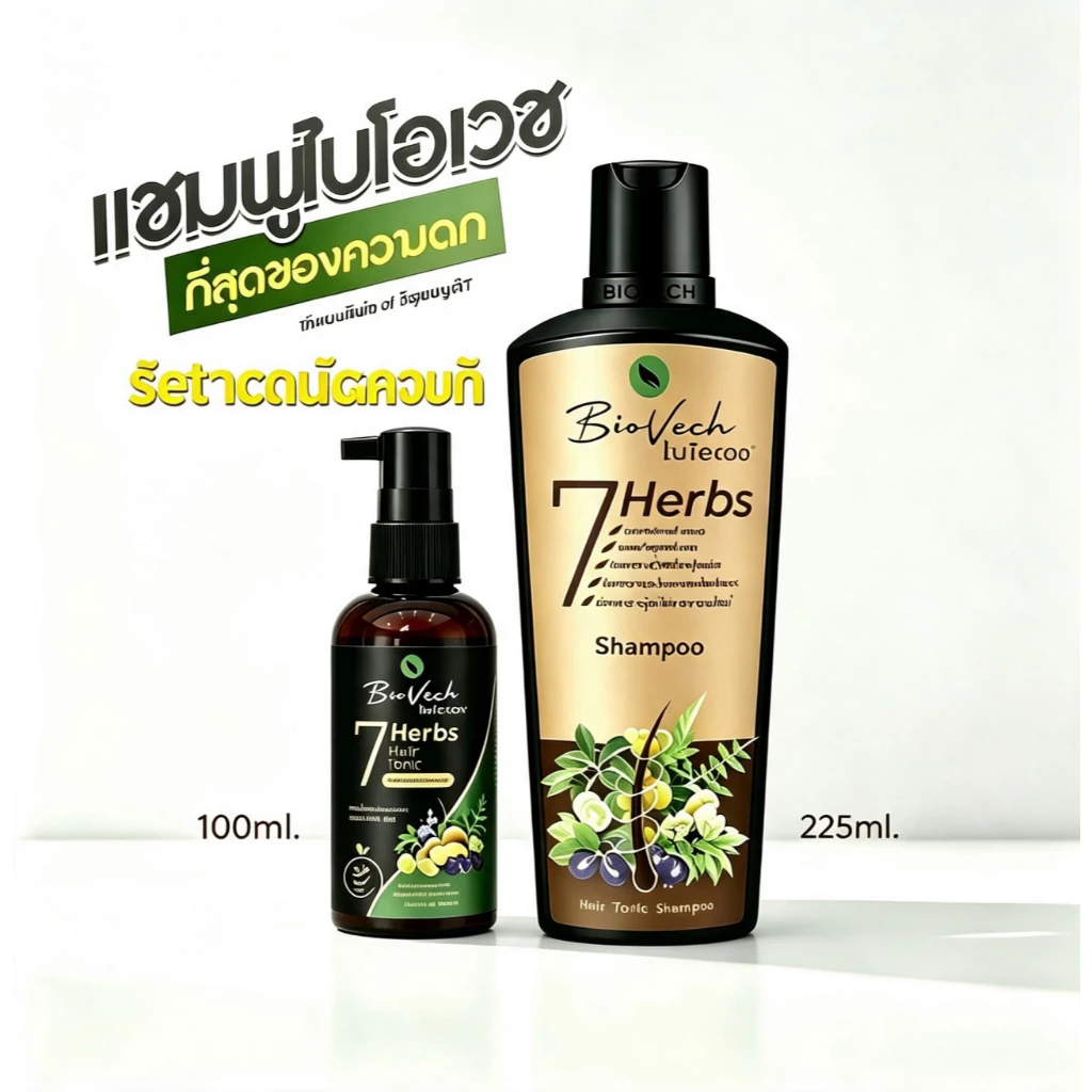 แฮร์โทนิคไบโอเวช สูตรเข้มข้นสกัดจากสมุนไพรสด 7 ชนิด ลดผมขาดหลุดร่วง บำรุงเส้นผมแข็งแรง กระตุ้นการงอกใหม่