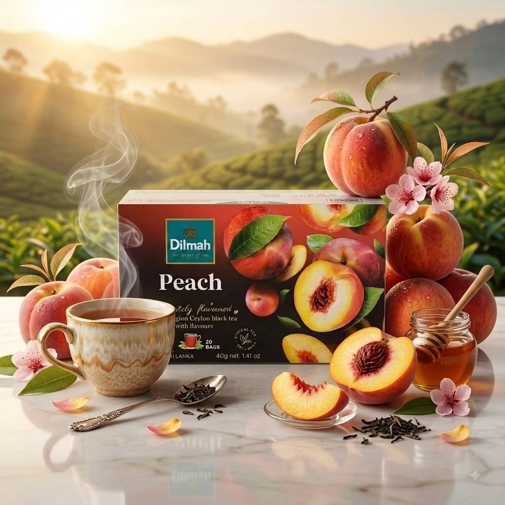[Made​ in​ Sri​ Lanka]​ Dilmah Peach Flavoured Black Tea​ ชาดำศรีลังกาผสานกลิ่นหอมหวานละมุนของพีช​ 20​ ซอง