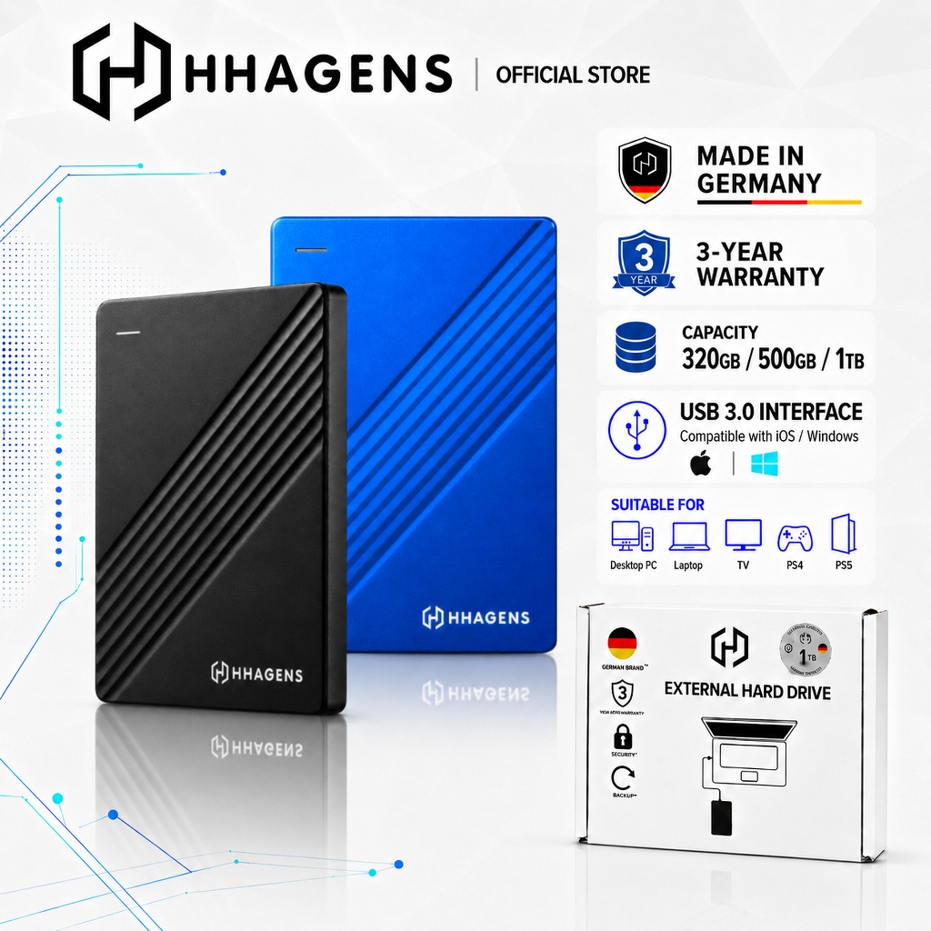 HHAGENS ฮาร์ดไดรฟ์ 320GB HDD 500GB/1TB ฮาร์ดดิสก์ USB3.0 Hard Disk/Portable Hard Drive/External for 