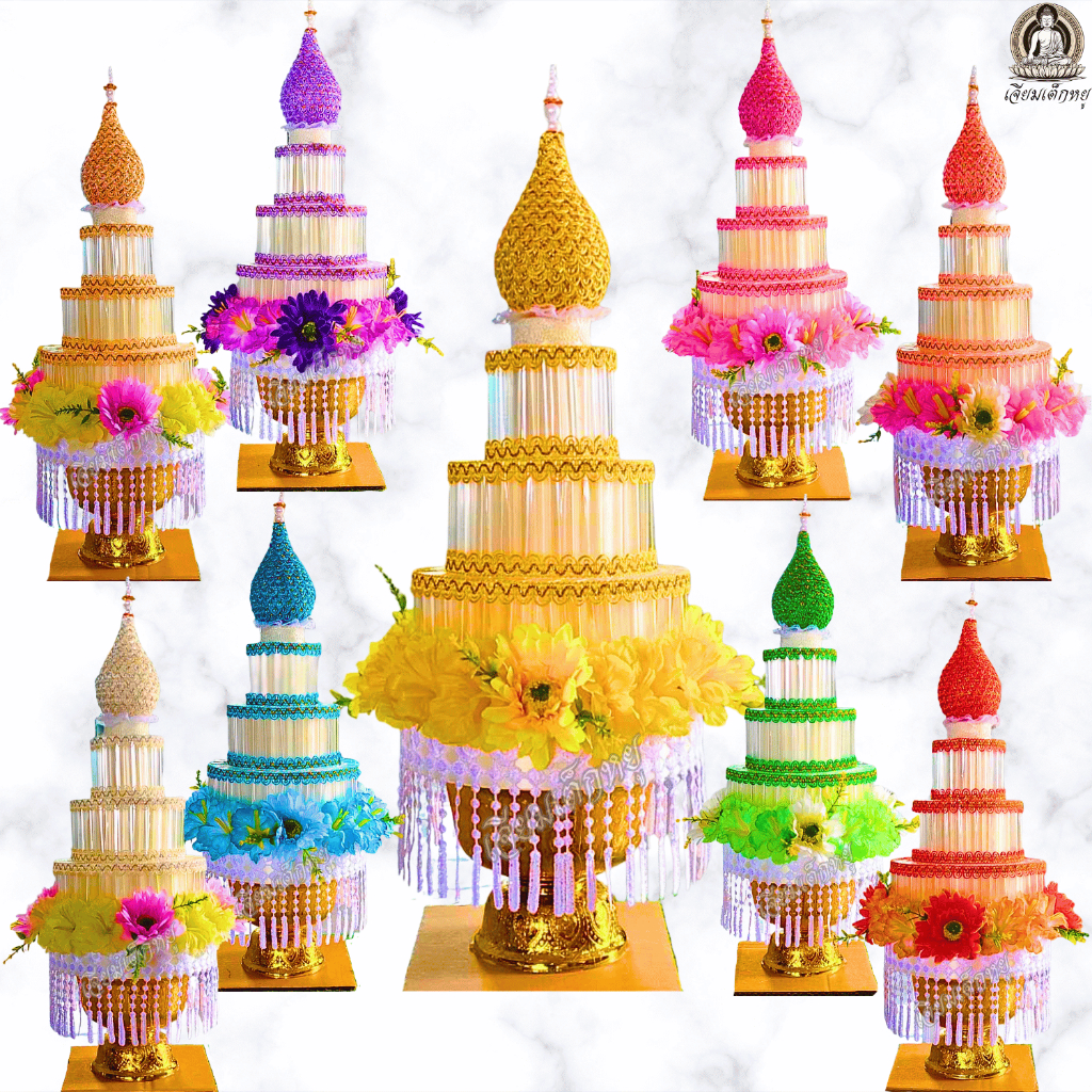 พุ่มกฐินธนบัตร พุ่มกฐิน พุ่มเค้ก พุ่มกฐินใส่ธนบัตร บรรจุธนบัตร 50 ใบ